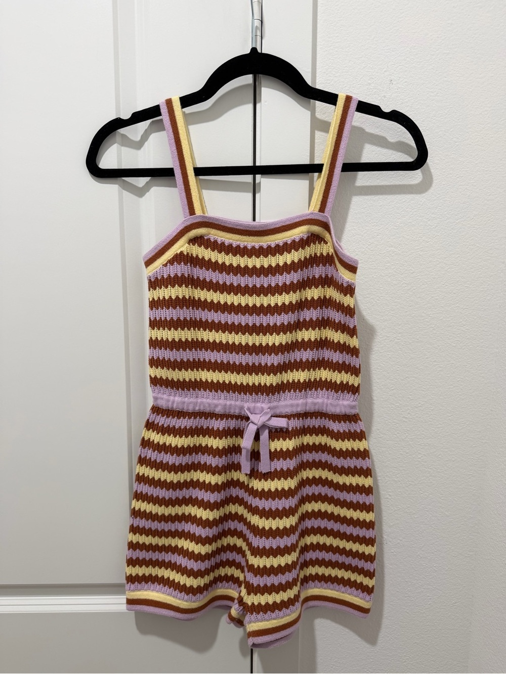 Zimmermann Girls Pop Textured Knit Playsuit in Multicolour - Yellow & Lavender - Picture 3 of 6